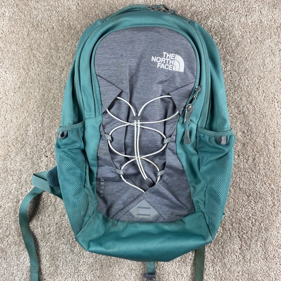 The North Face Jester Backpack Teal Green Grey School Hiking Travel Bag - Picture 1 of 8